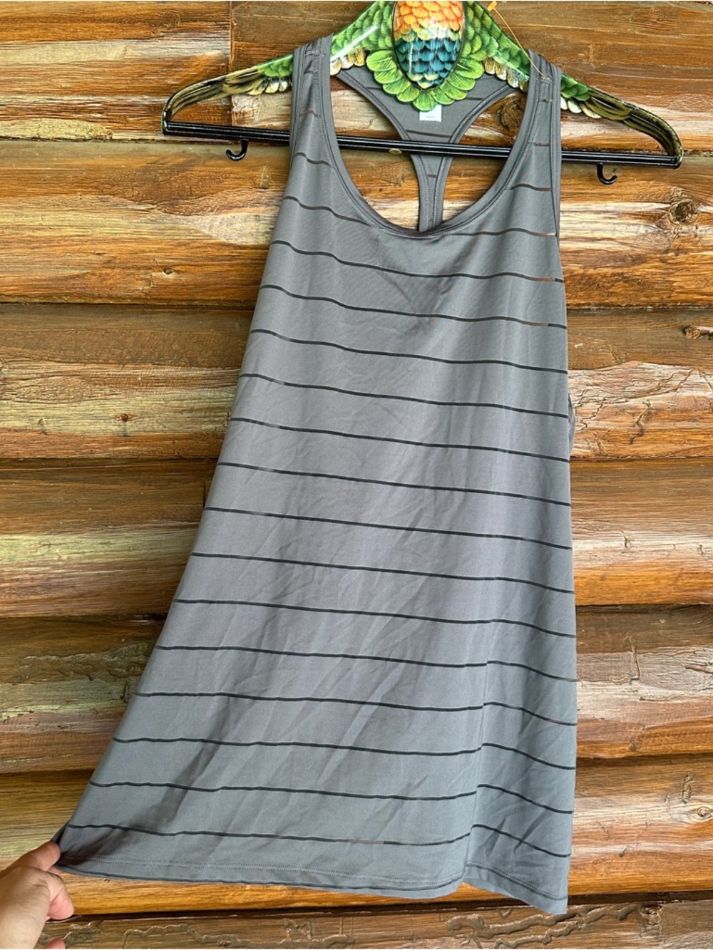 Athleta Women’s Racerback Tank Gray Striped Athletic Top Size L